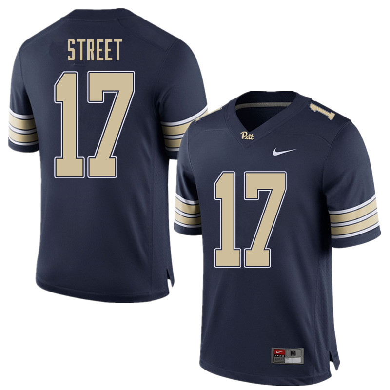 Men #17 Darian Street Pittsburgh Panthers College Football Jerseys Sale-Home Blue